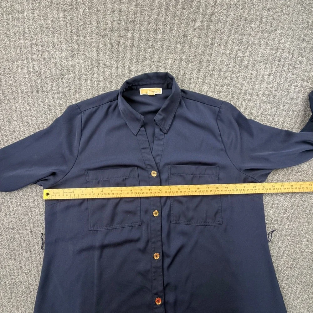 Michael Michael Kors Navy Blue Utility Shirt Dress XL Gold Buttons Belted
